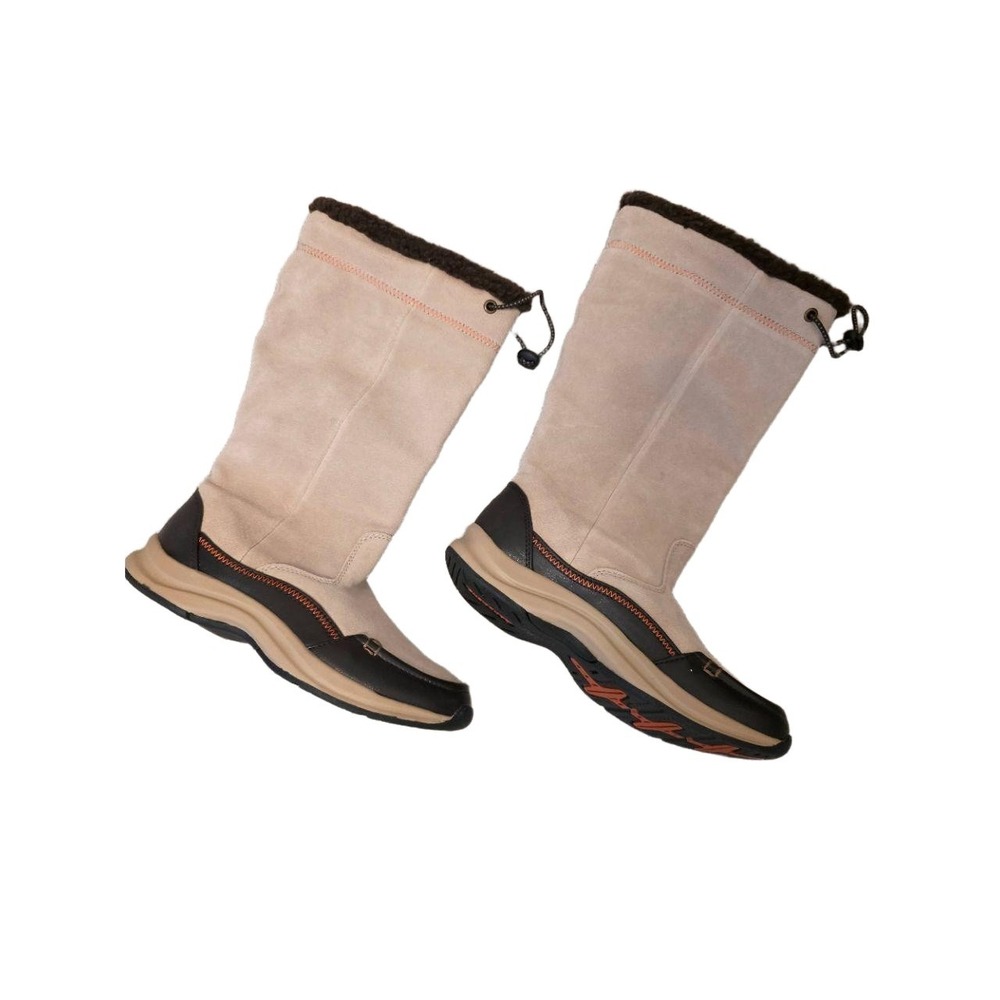 Lands' End‎ Light Beige Tan Faux Fur Drawstring Winter Boots 6B